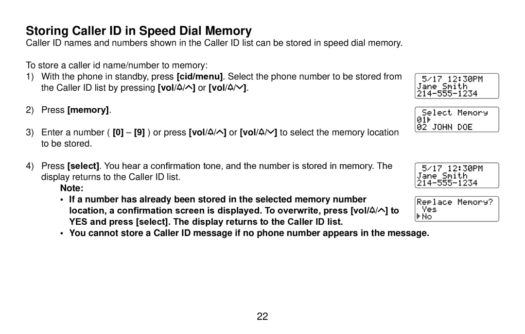 Uniden EXI4561 manual Storing Caller ID in Speed Dial Memory 