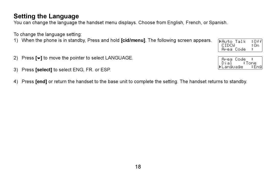 Uniden EXI5660 Series manual Setting the Language 