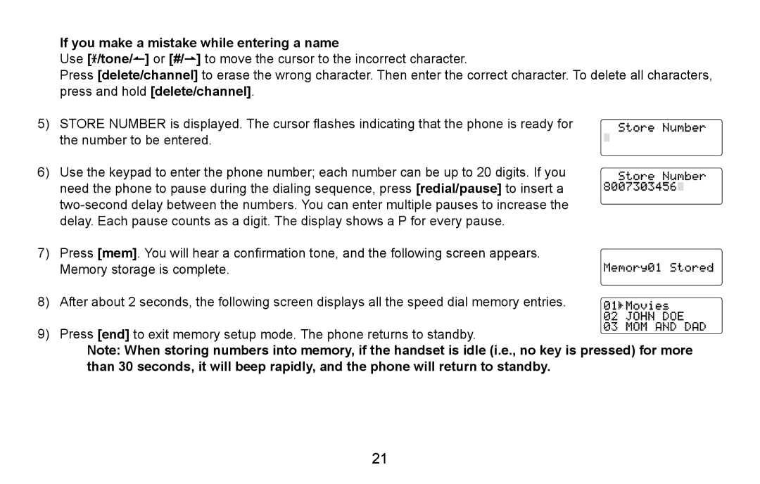 Uniden EXI5660 Series manual If you make a mistake while entering a name 