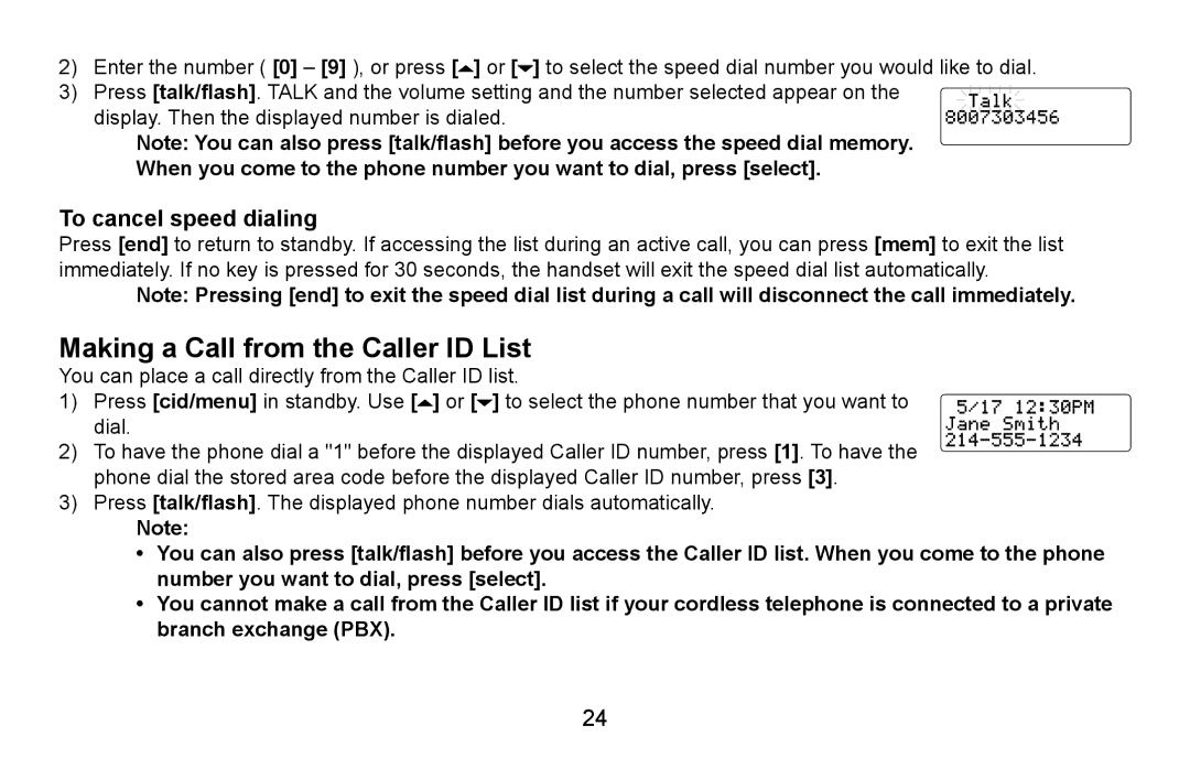 Uniden EXI5660 Series manual Making a Call from the Caller ID List, To cancel speed dialing 