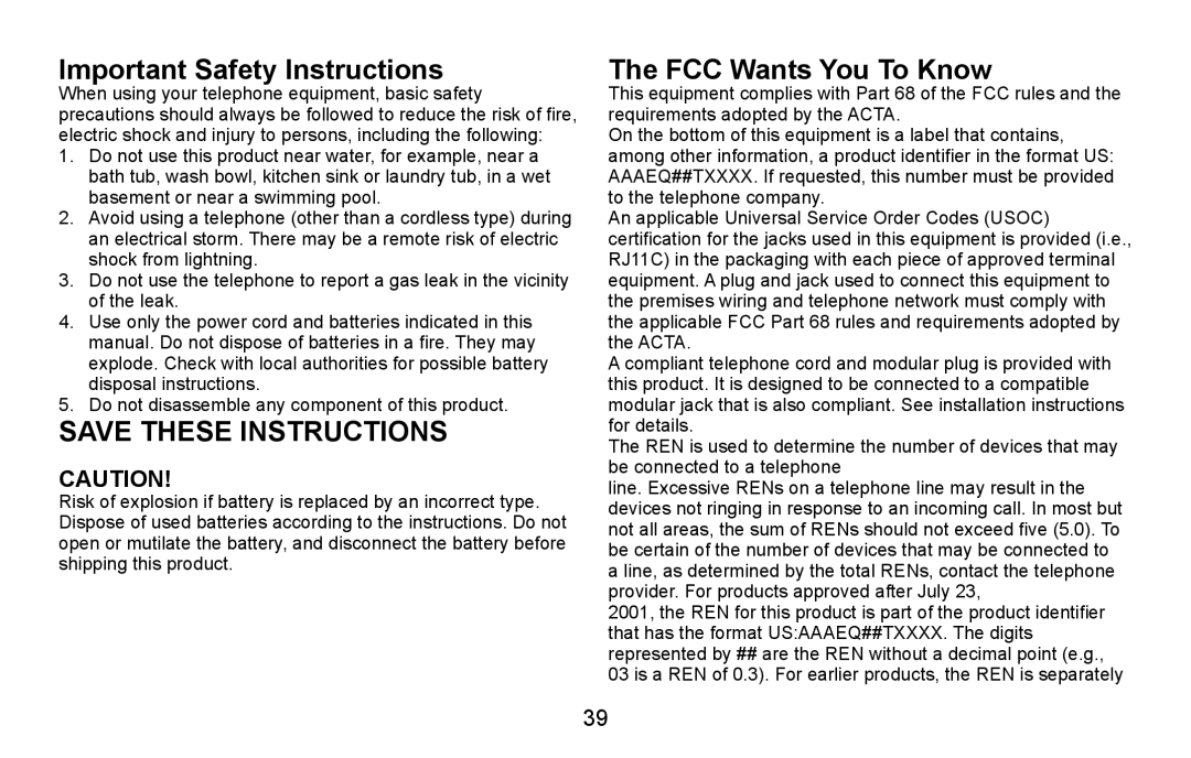 Uniden EXI5660 Series manual Important Safety Instructions, FCC Wants You To Know 