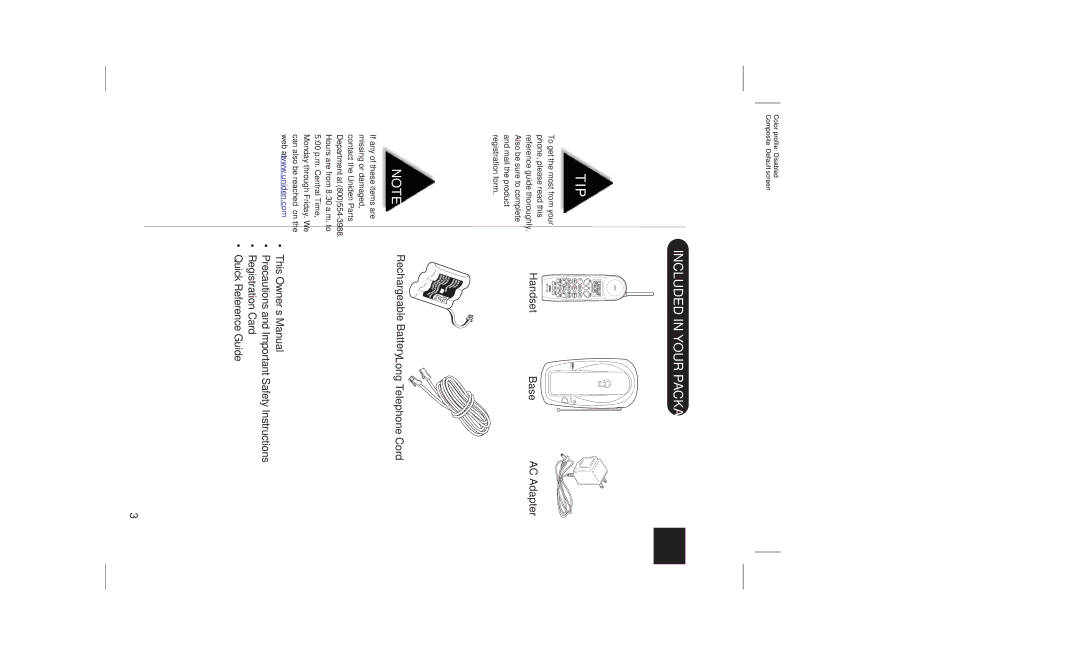 Uniden EXI7960 manual Tip, Included in Your Package 