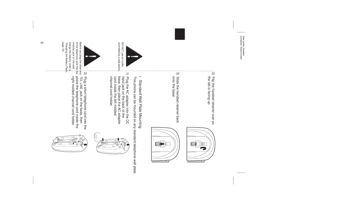 Uniden EXI7960 manual Standard Wall Plate Mounting 