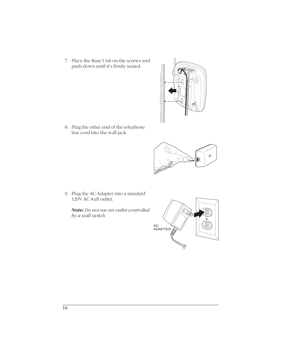 Uniden EXI916 manual Adapter 