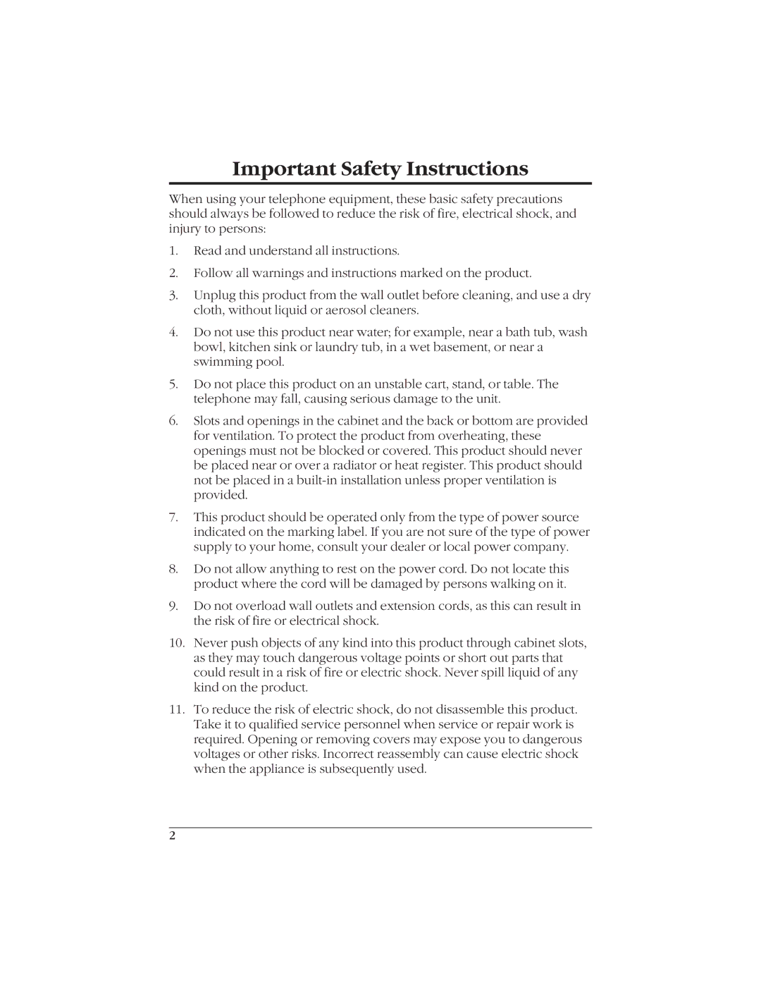 Uniden EXI916 manual Important Safety Instructions 