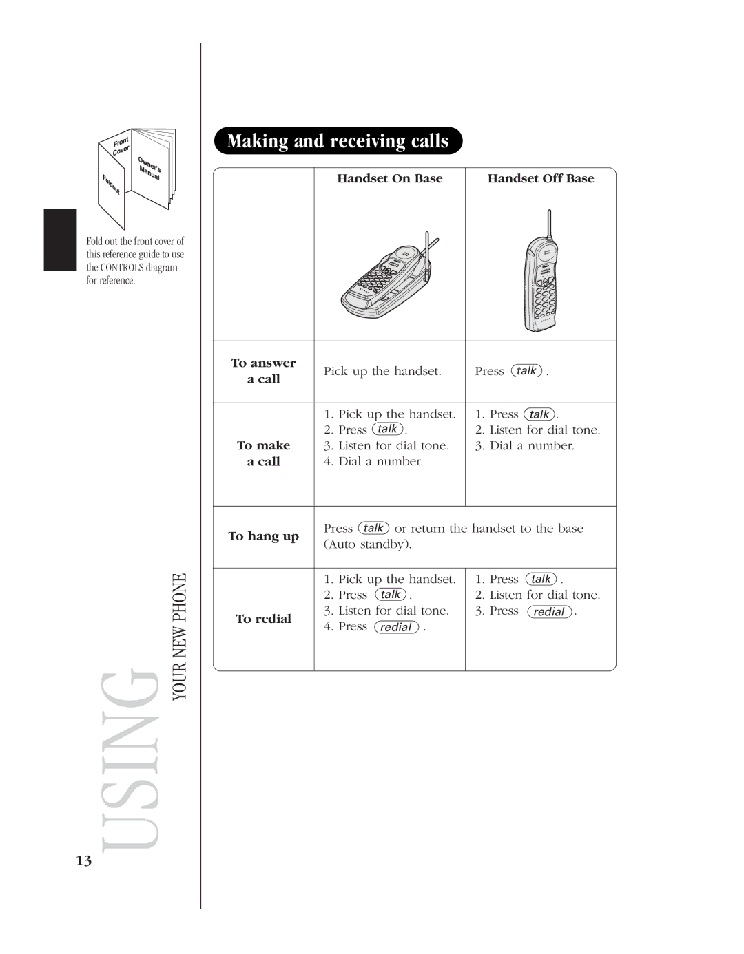 Uniden EXL 8900 manual Making and receiving calls 