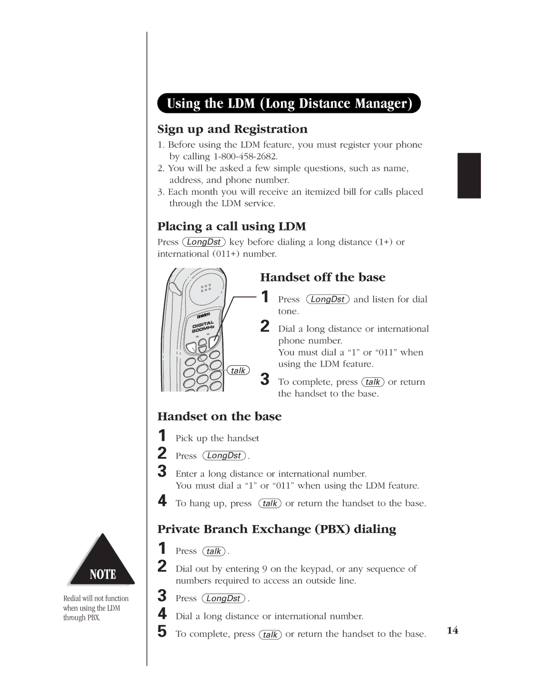 Uniden EXL 8900 manual Using the LDM Long Distance Manager 