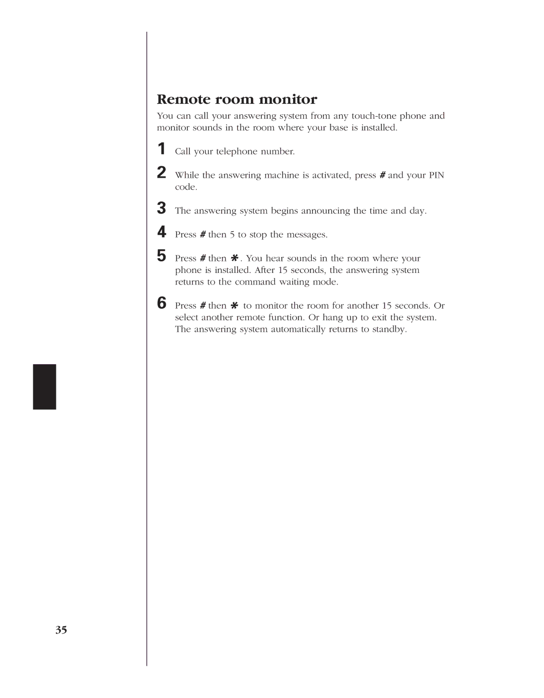 Uniden EXLA8950 manual Remote room monitor 