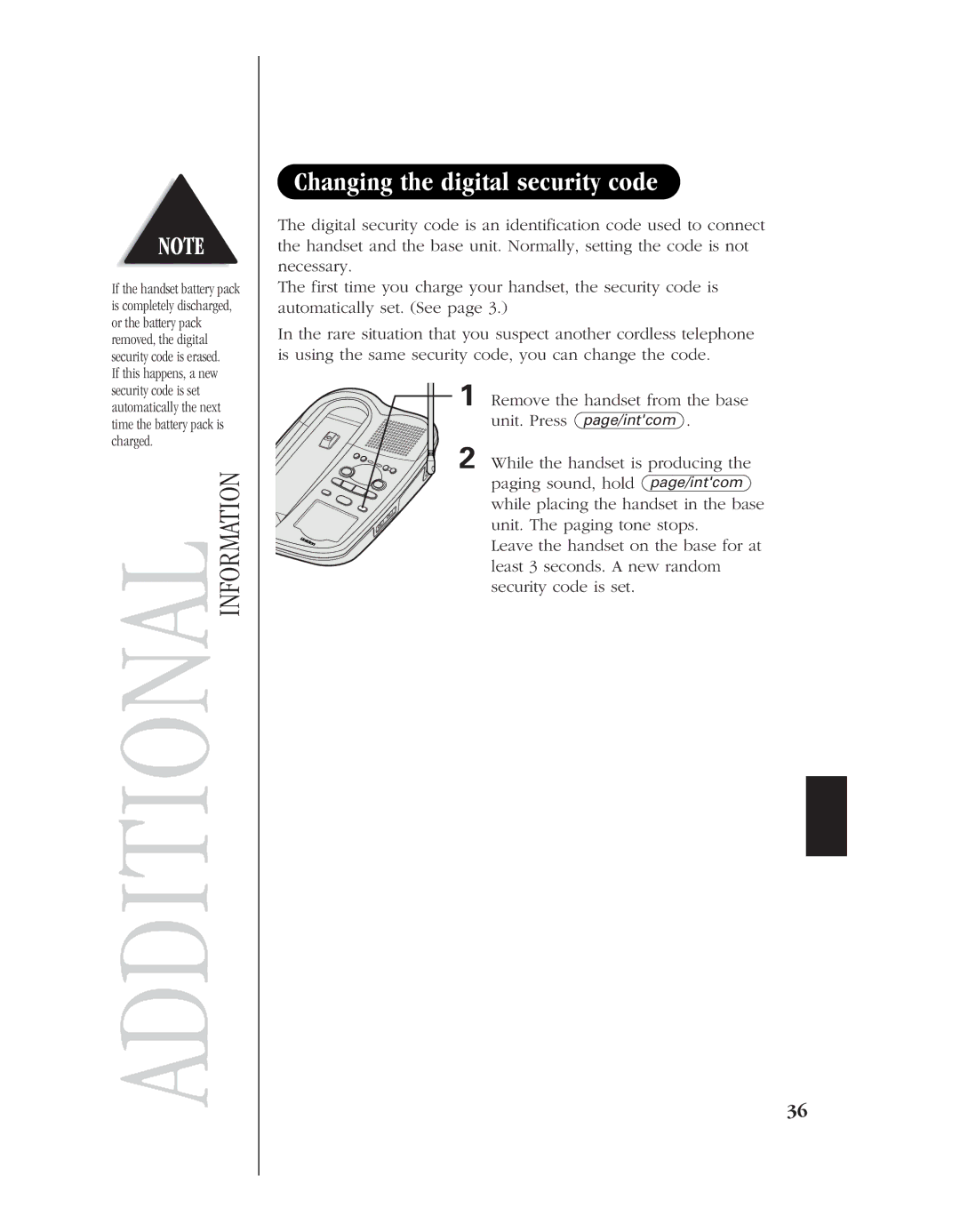 Uniden EXLA8950 manual Changing the digital security code 