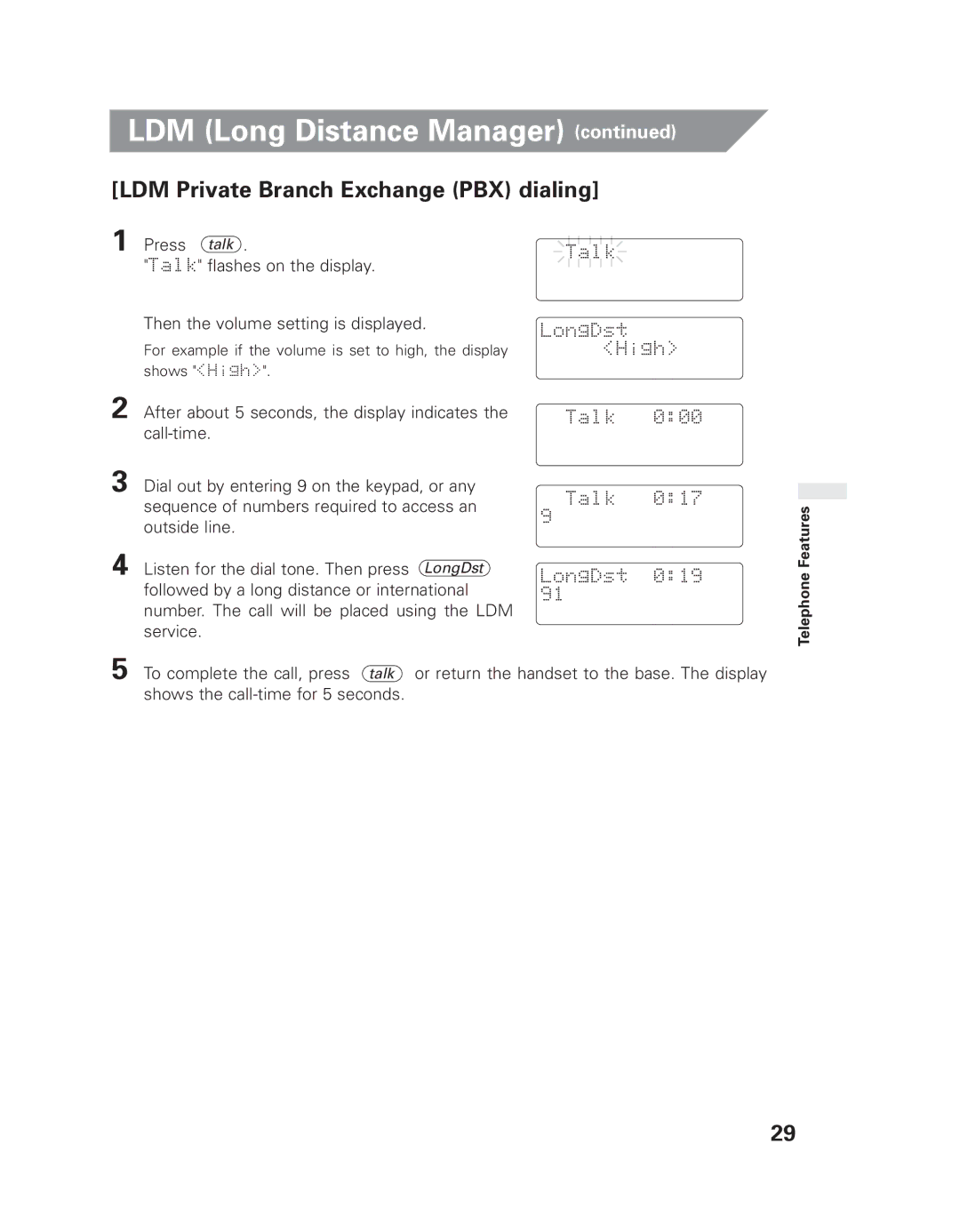 Uniden EXLI 8962 owner manual LDM Private Branch Exchange PBX dialing 