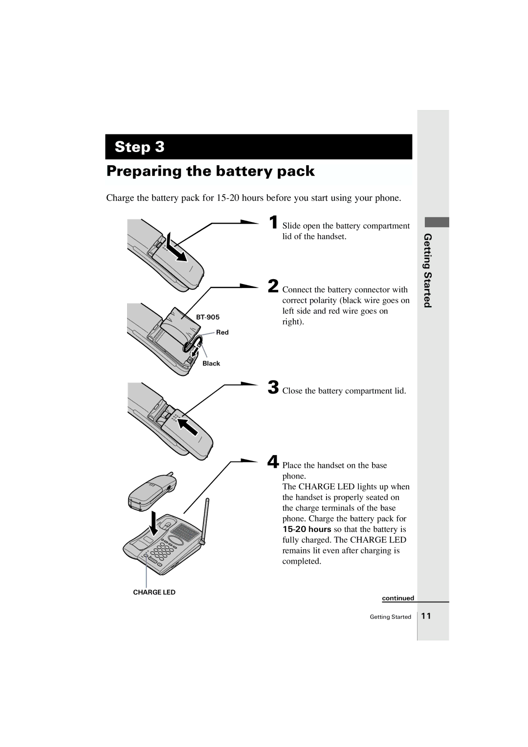 Uniden EXP2905 manual Preparing the battery pack 