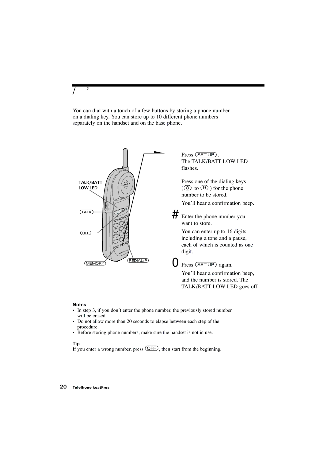 Uniden EXP2905 manual Memory dialing, Storing phone numbers on the handset 