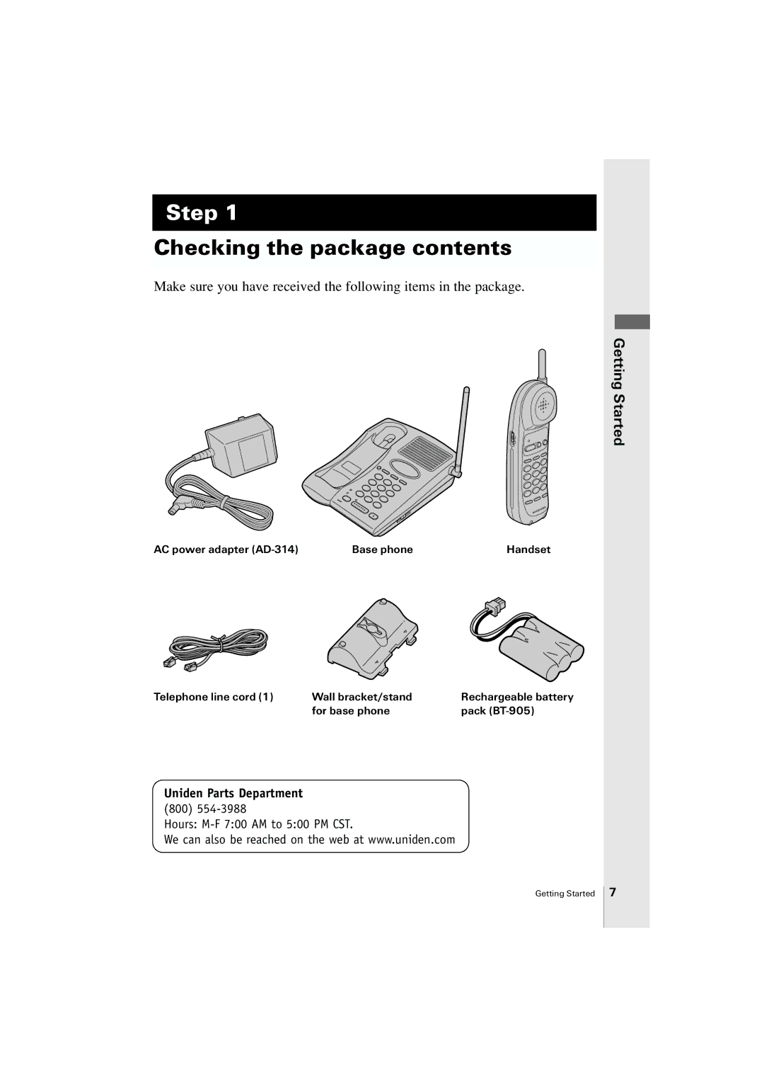 Uniden EXP2905 manual Step 