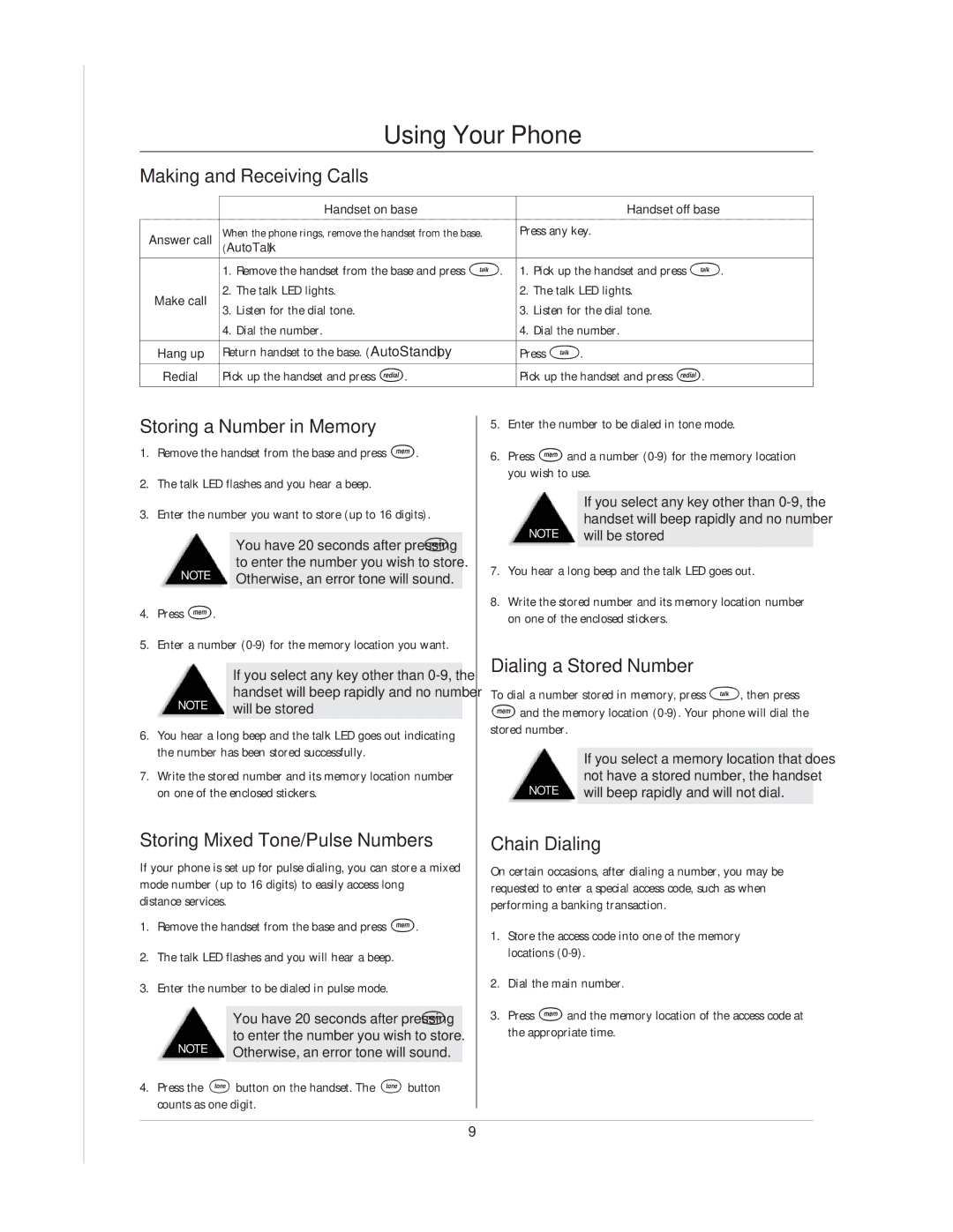 Uniden EXP90 manual Using Your Phone 