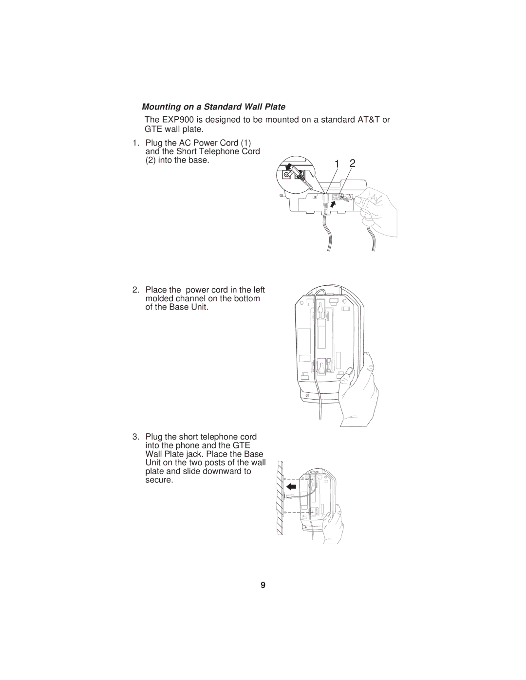 Uniden EXP900 important safety instructions Mounting on a Standard Wall Plate 