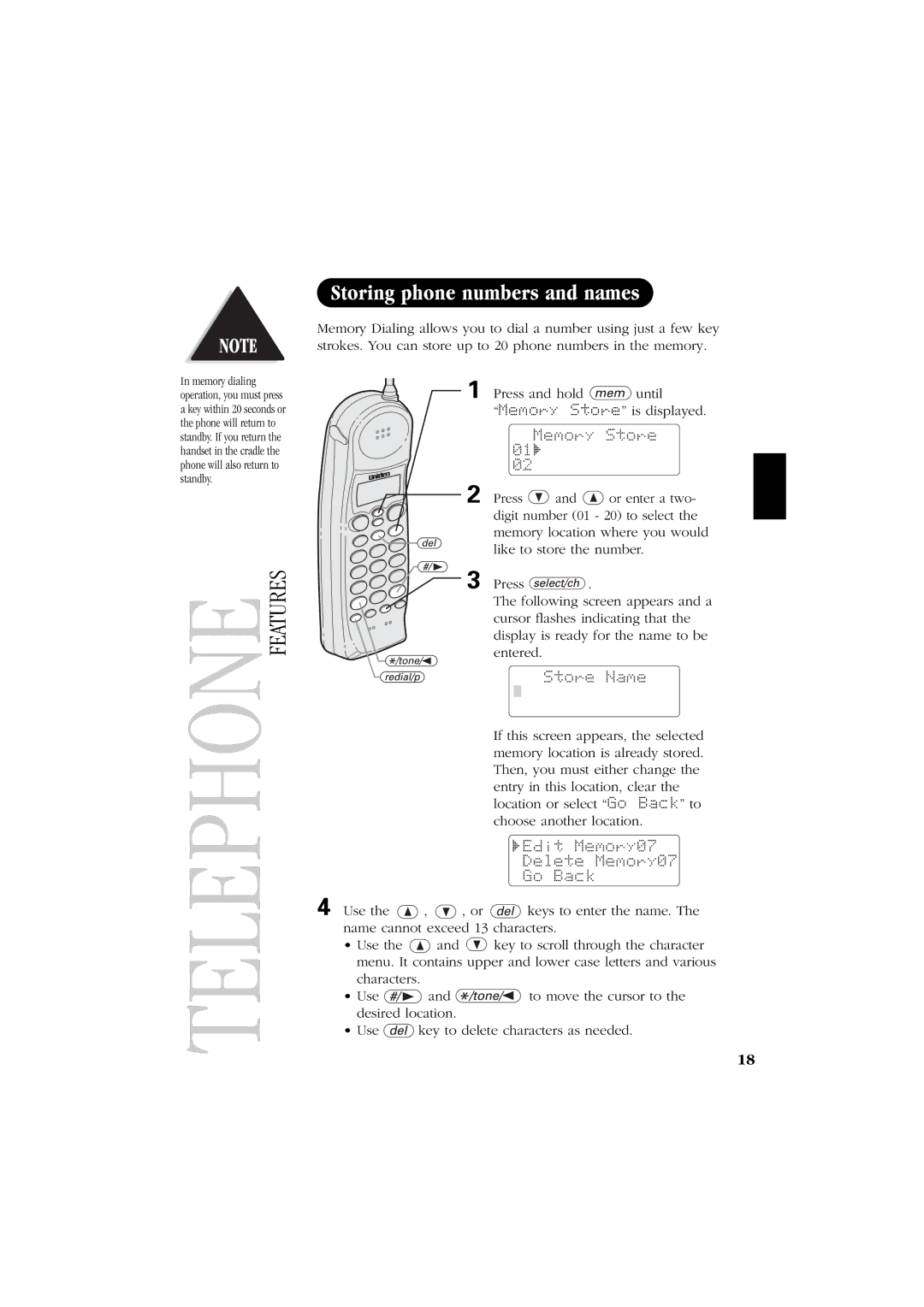 Uniden EXS 2060 manual Memory Store, Store Name, Edit Memory07 Delete Memory07 Go Back 