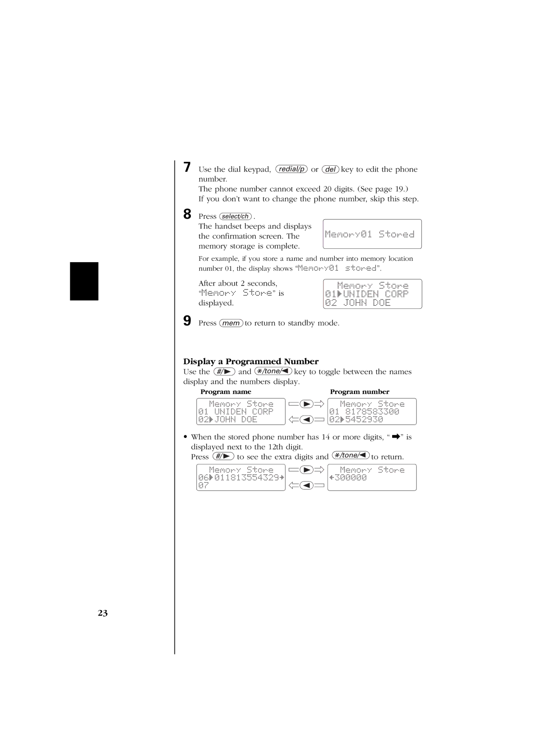 Uniden EXS 2060 manual Memory01 Stored, Memory Store is 