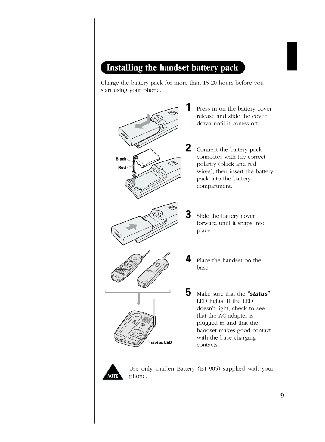 Uniden EXS 2080 manual With the base charging, Contacts 