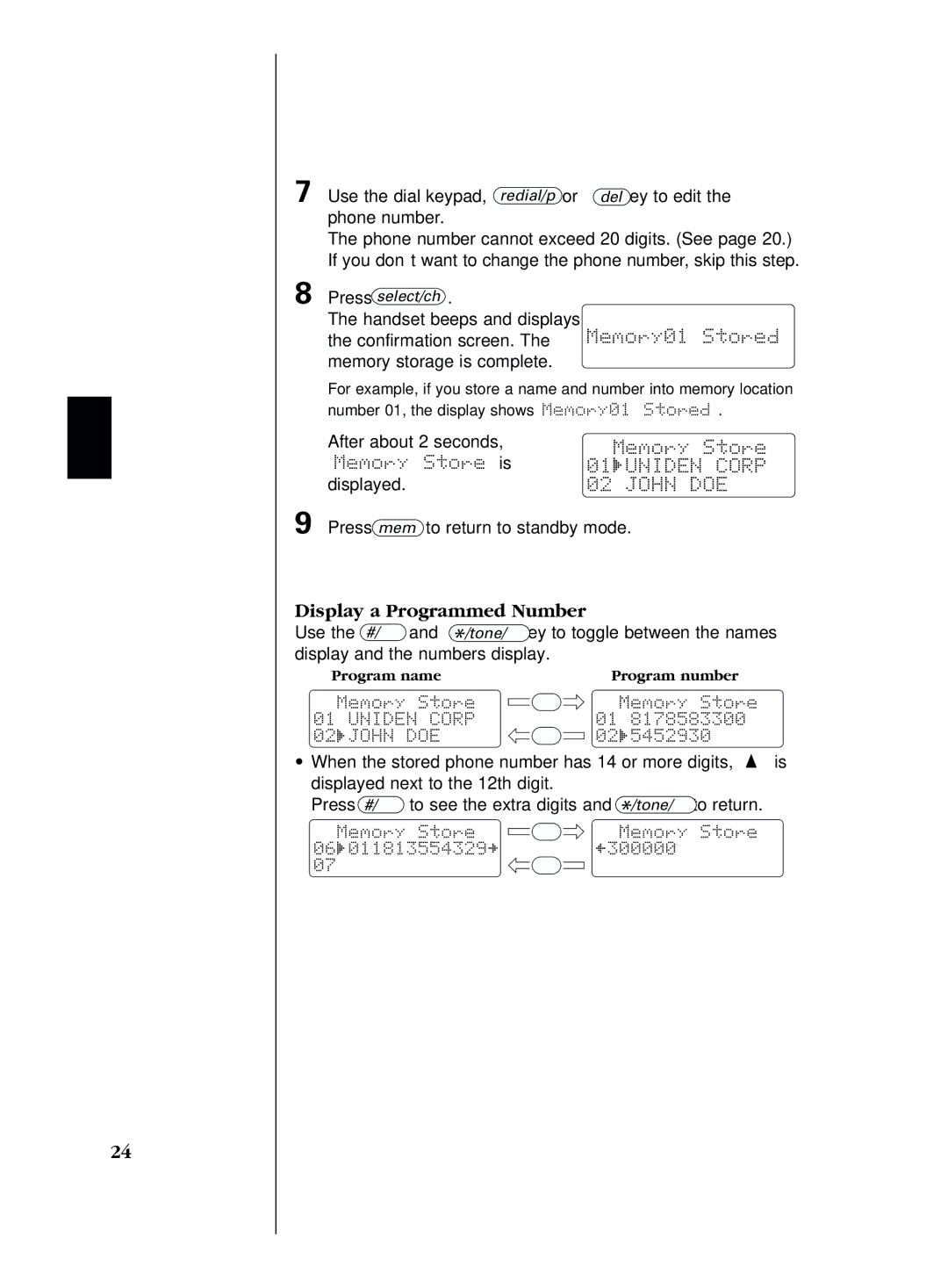 Uniden EXS 2080 manual Memory01 Stored, Memory Store is 