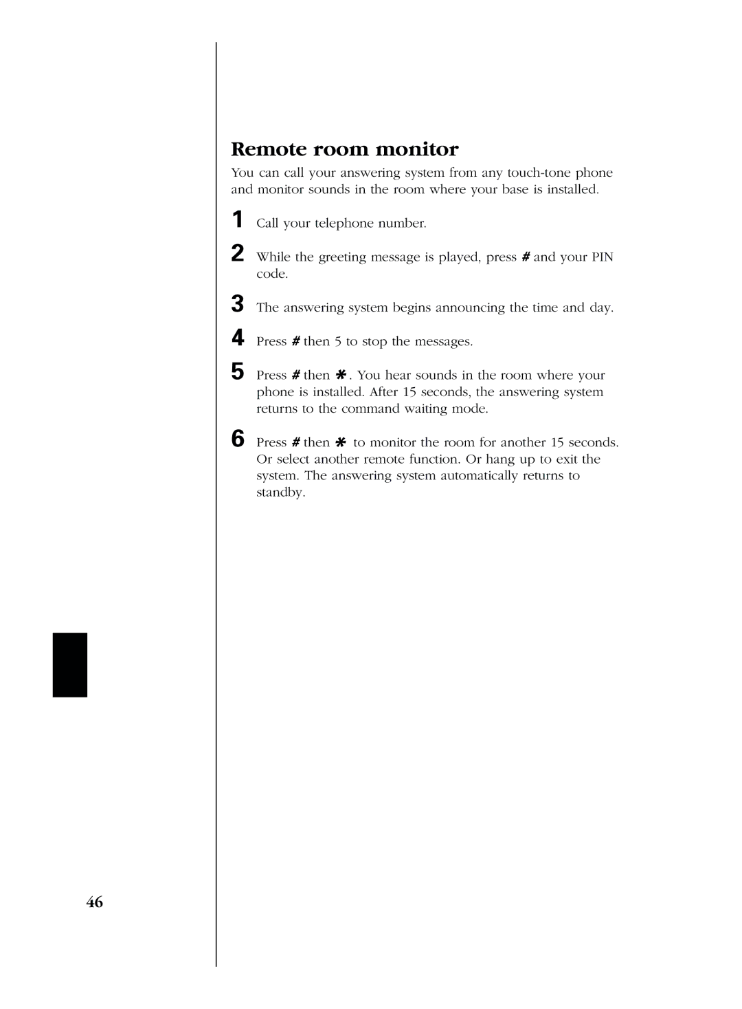 Uniden EXS 2080 manual Remote room monitor 