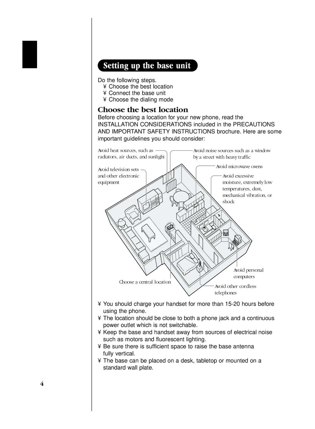 Uniden EXS 2080 manual Choose the best location 