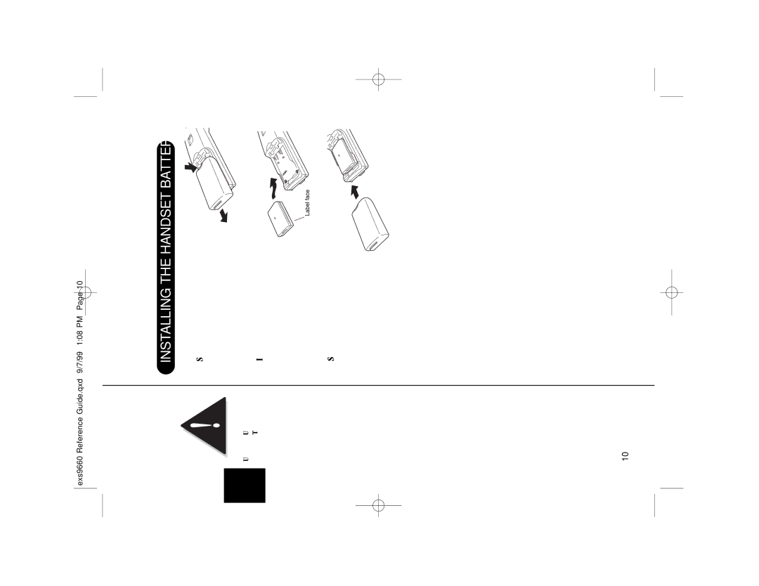 Uniden EXS 9660 manual Installing the Handset Battery Pack 