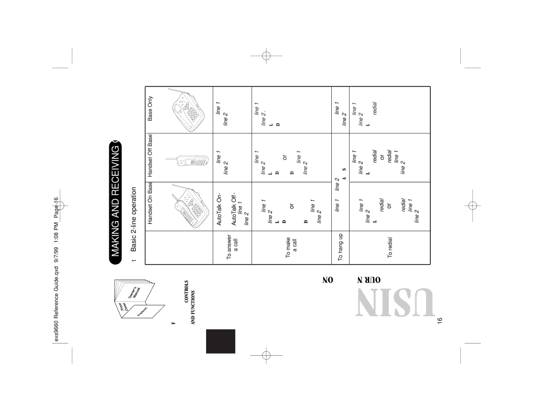 Uniden EXS 9660 manual Making and Receiving Calls, Basic 2-line operation 