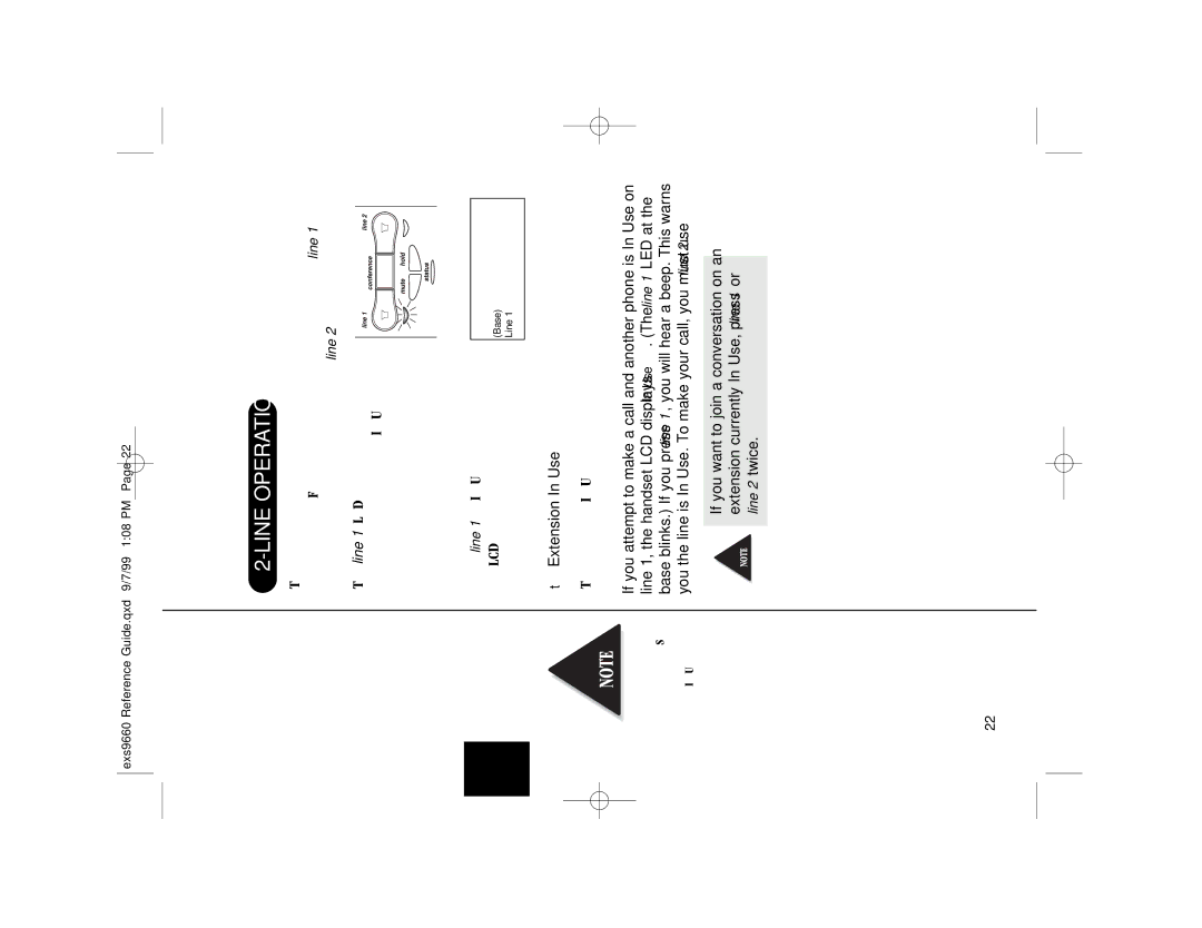 Uniden EXS 9660 manual Line Operation, Extension In Use 