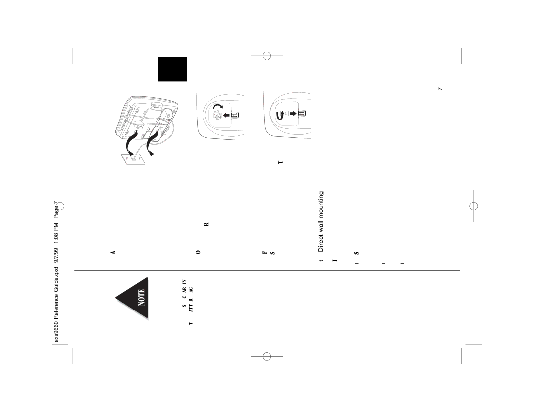Uniden EXS 9660 manual Direct wall mounting 