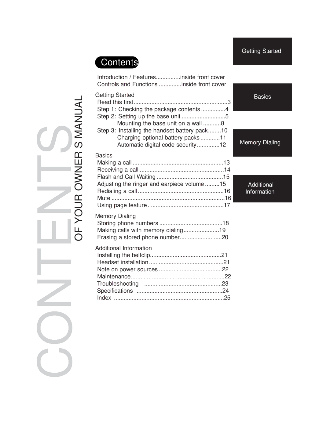 Uniden EXS 9910 manual Contents 