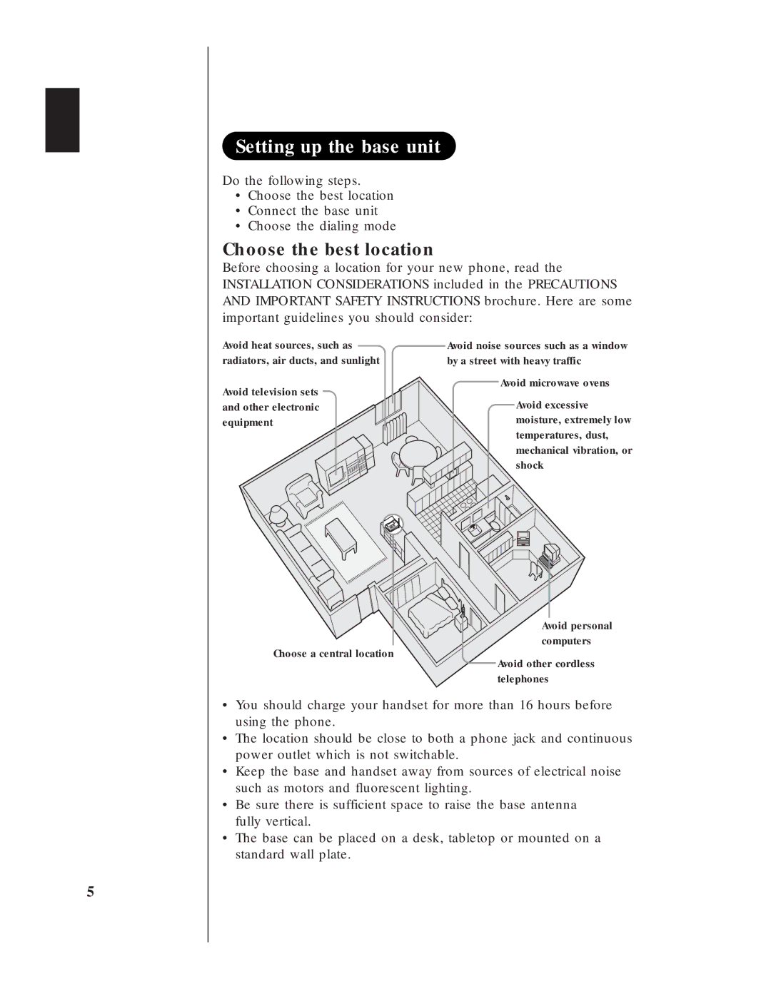 Uniden EXS 9910 manual Setting up the base unit, Choose the best location 