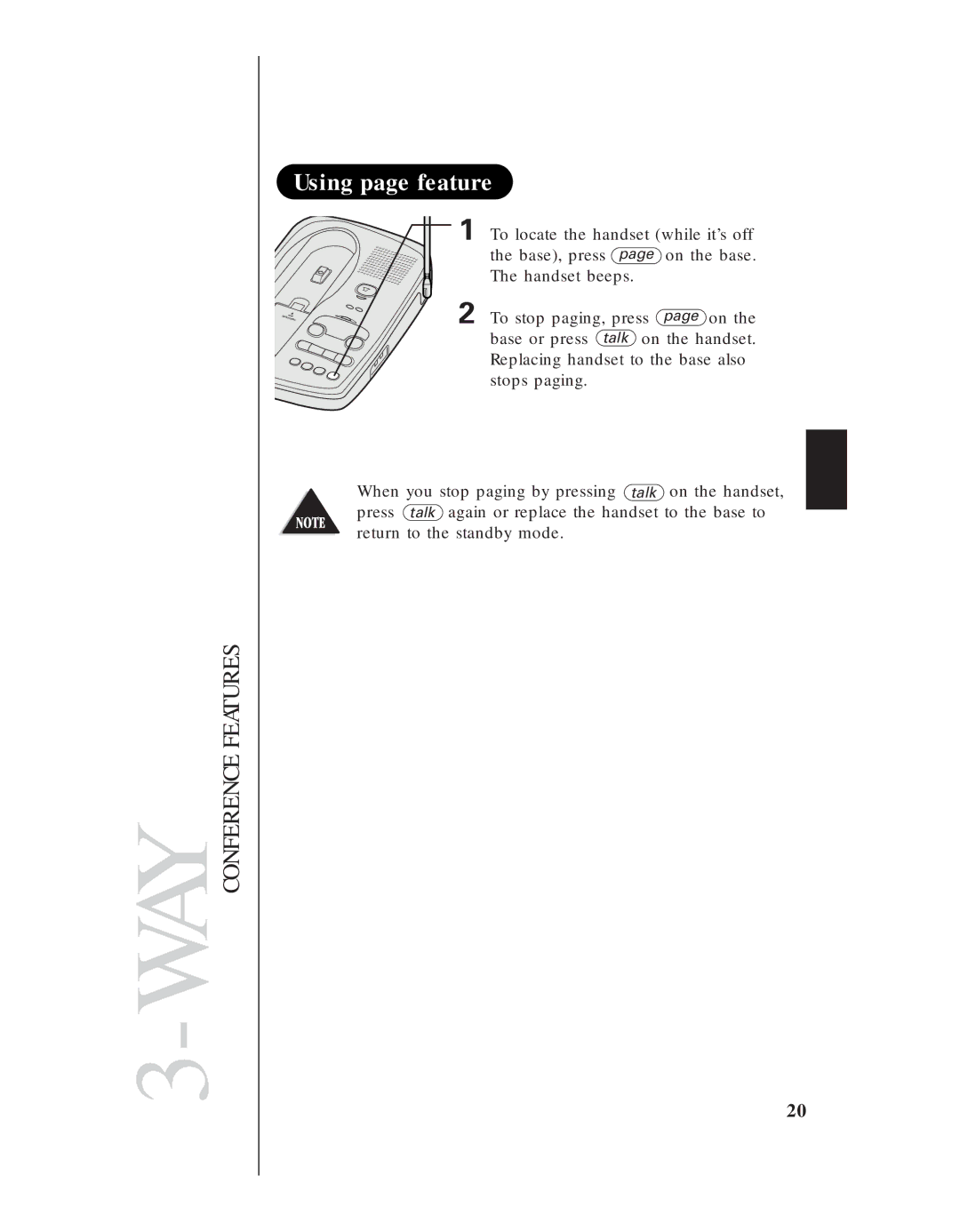 Uniden EXS 9950 manual Using page feature 