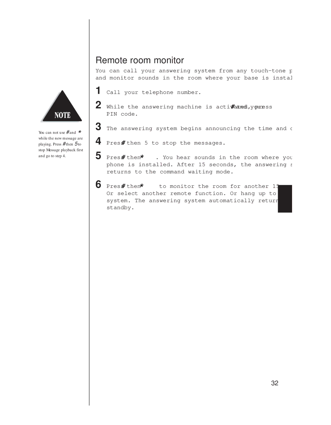 Uniden EXS 9950 manual Remote room monitor 