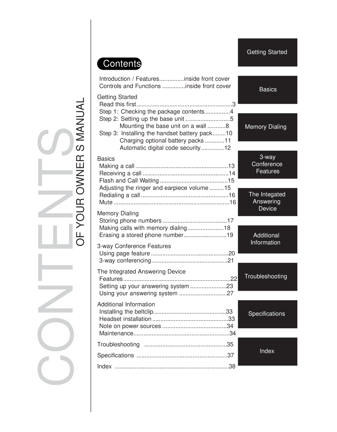 Uniden EXS 9950 manual Contents 