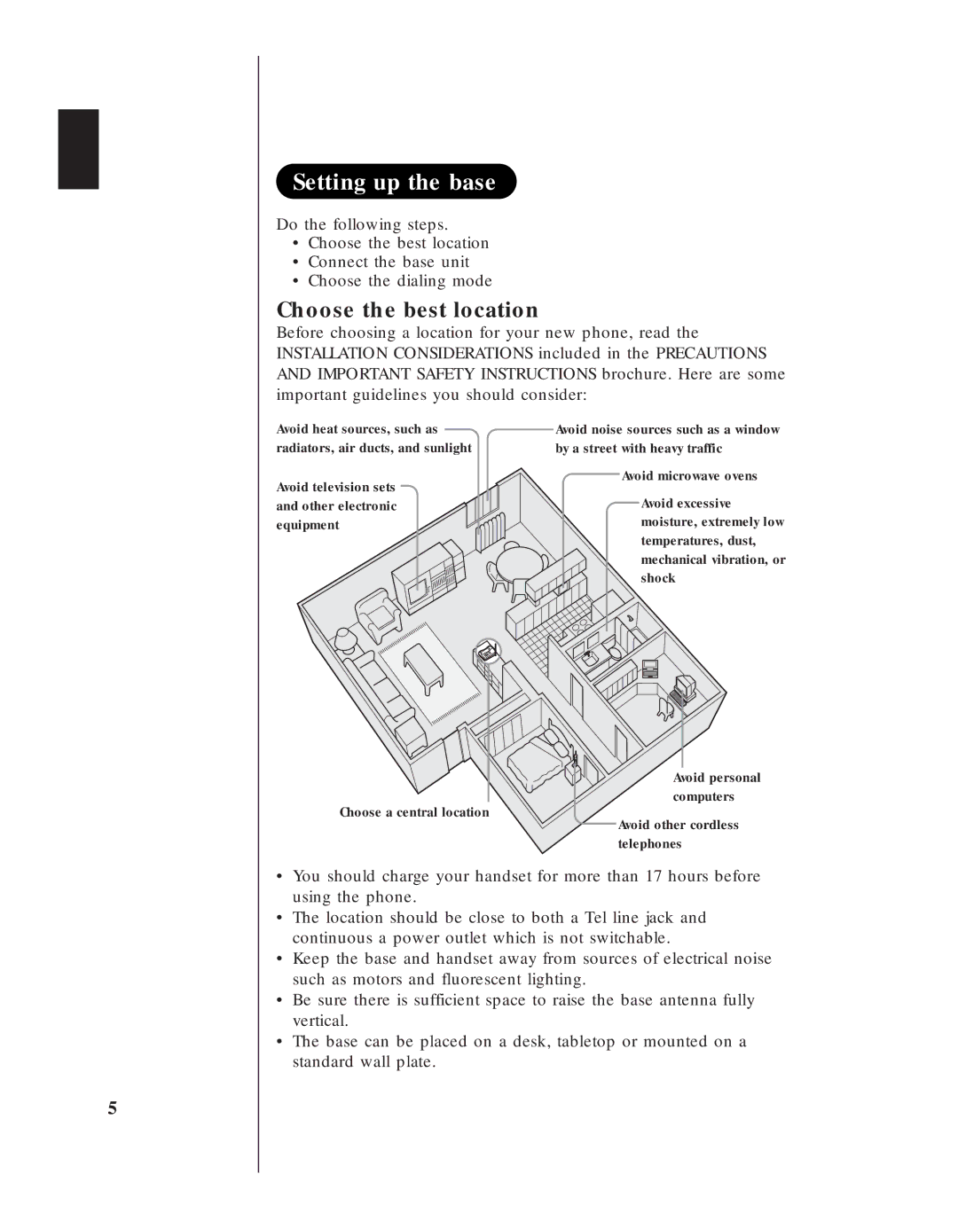 Uniden EXS 9950 manual Setting up the base, Choose the best location 