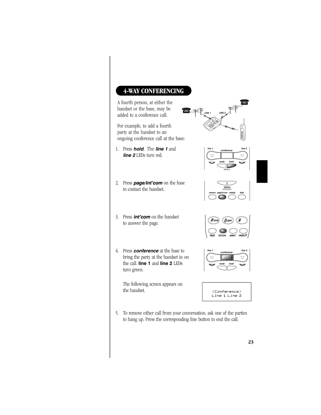 Uniden EXS 9965 manual Press on the handset to answer 