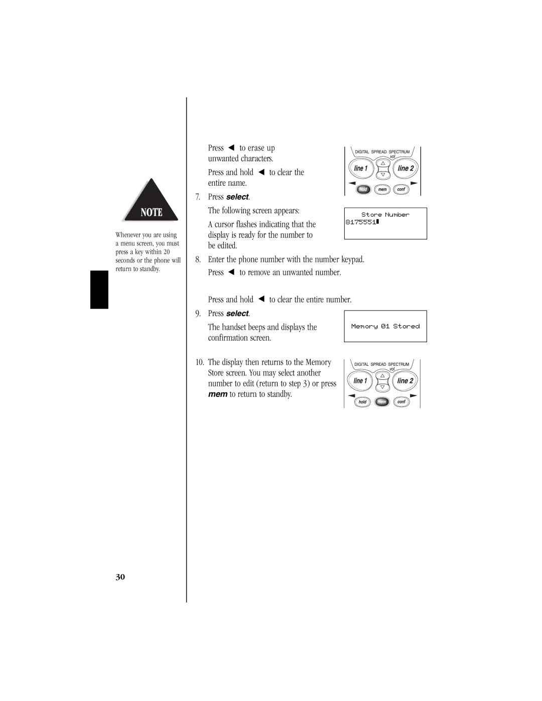 Uniden EXS 9965 manual Press to erase up unwanted characters 