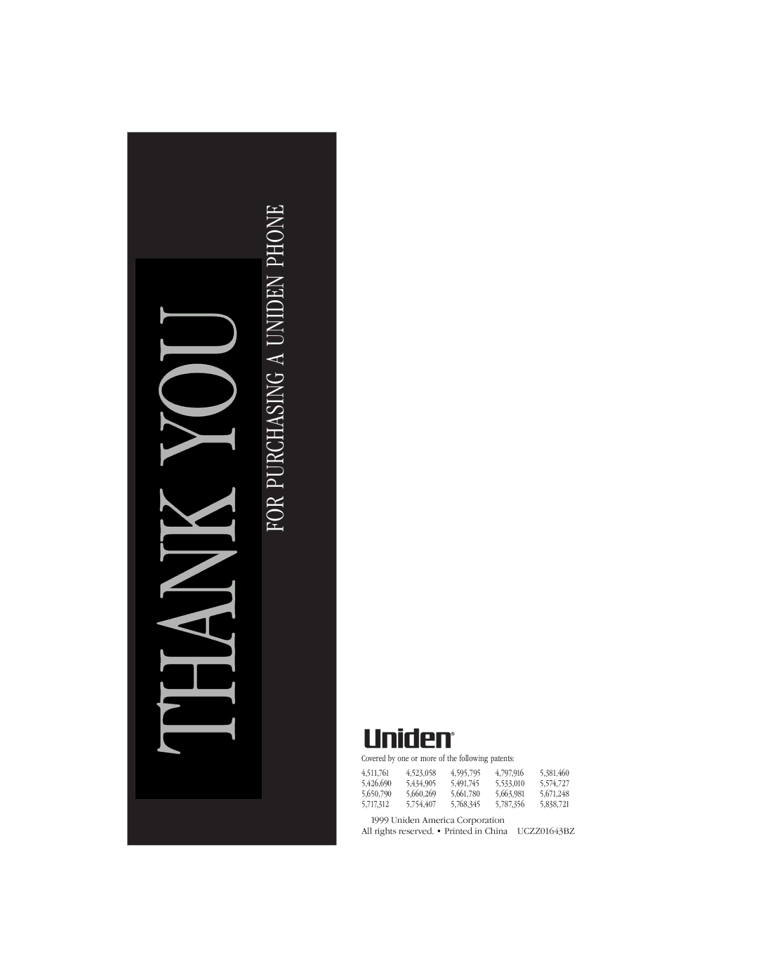 Uniden EXS 9965 manual Thank YOU 