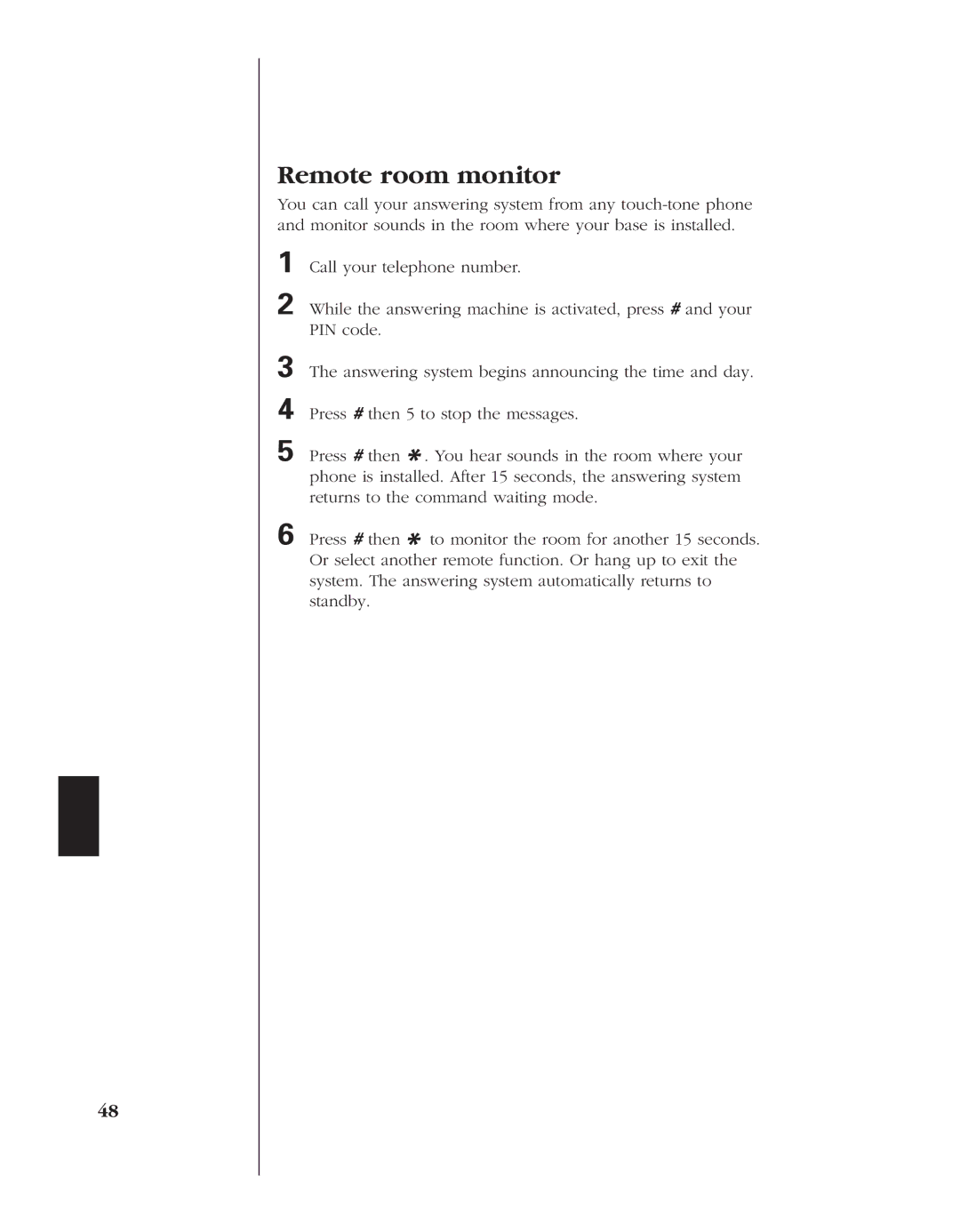 Uniden EXS 9980 manual Remote room monitor 