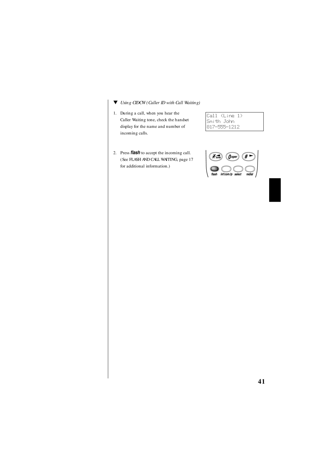 Uniden EXS 9995 manual Using Cidcw Caller ID with Call Waiting 