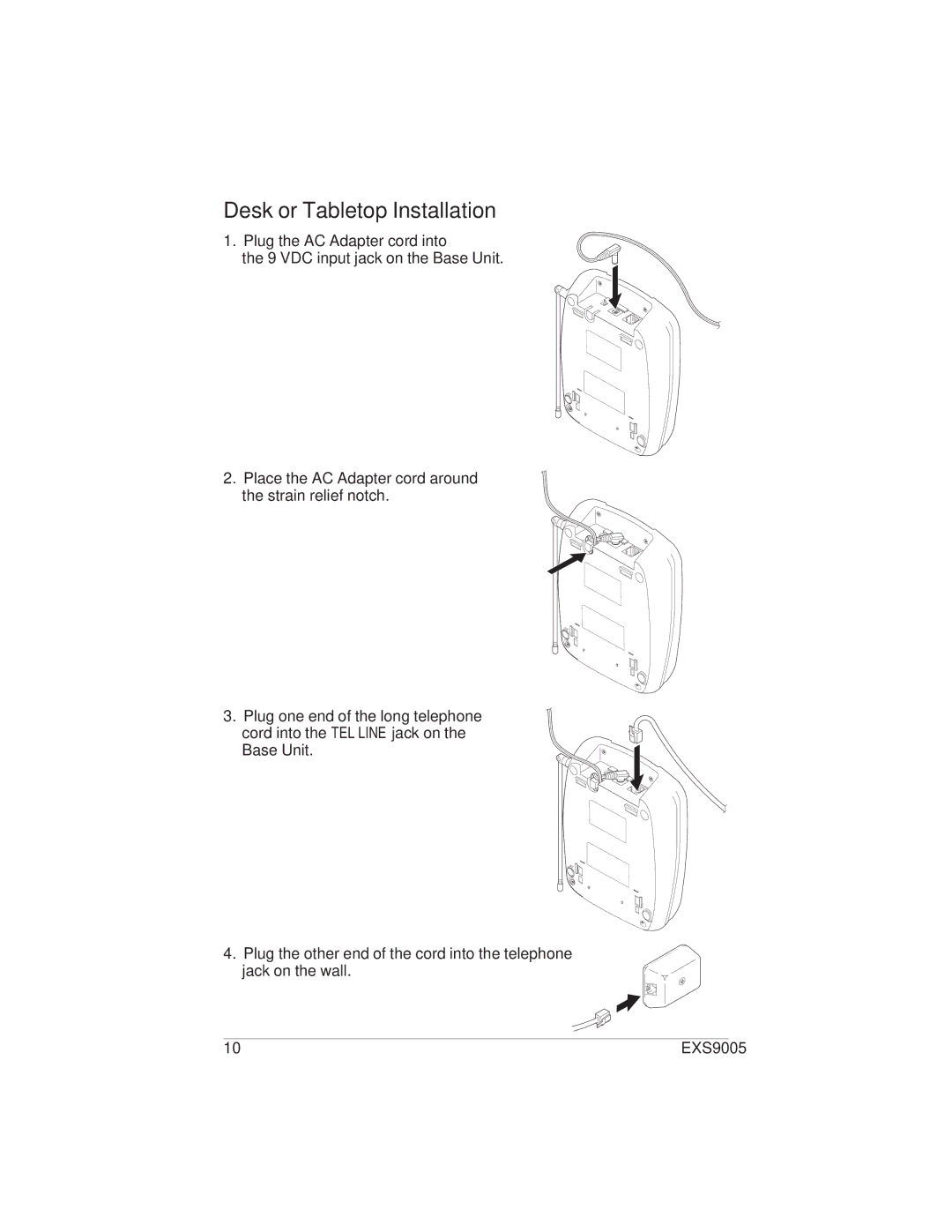 Uniden EXS9005 manual Desk or Tabletop Installation 