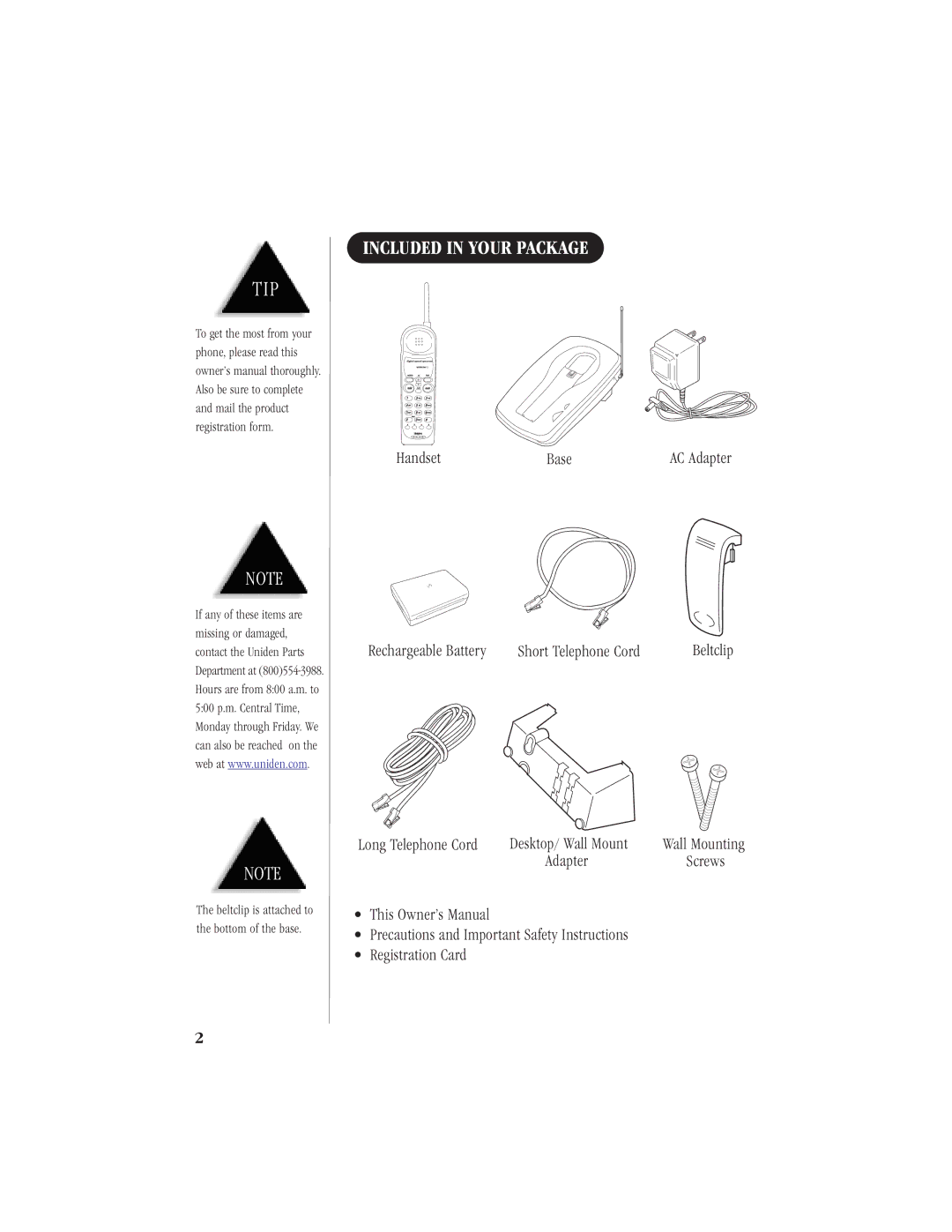 Uniden EXS9110 owner manual Tip 