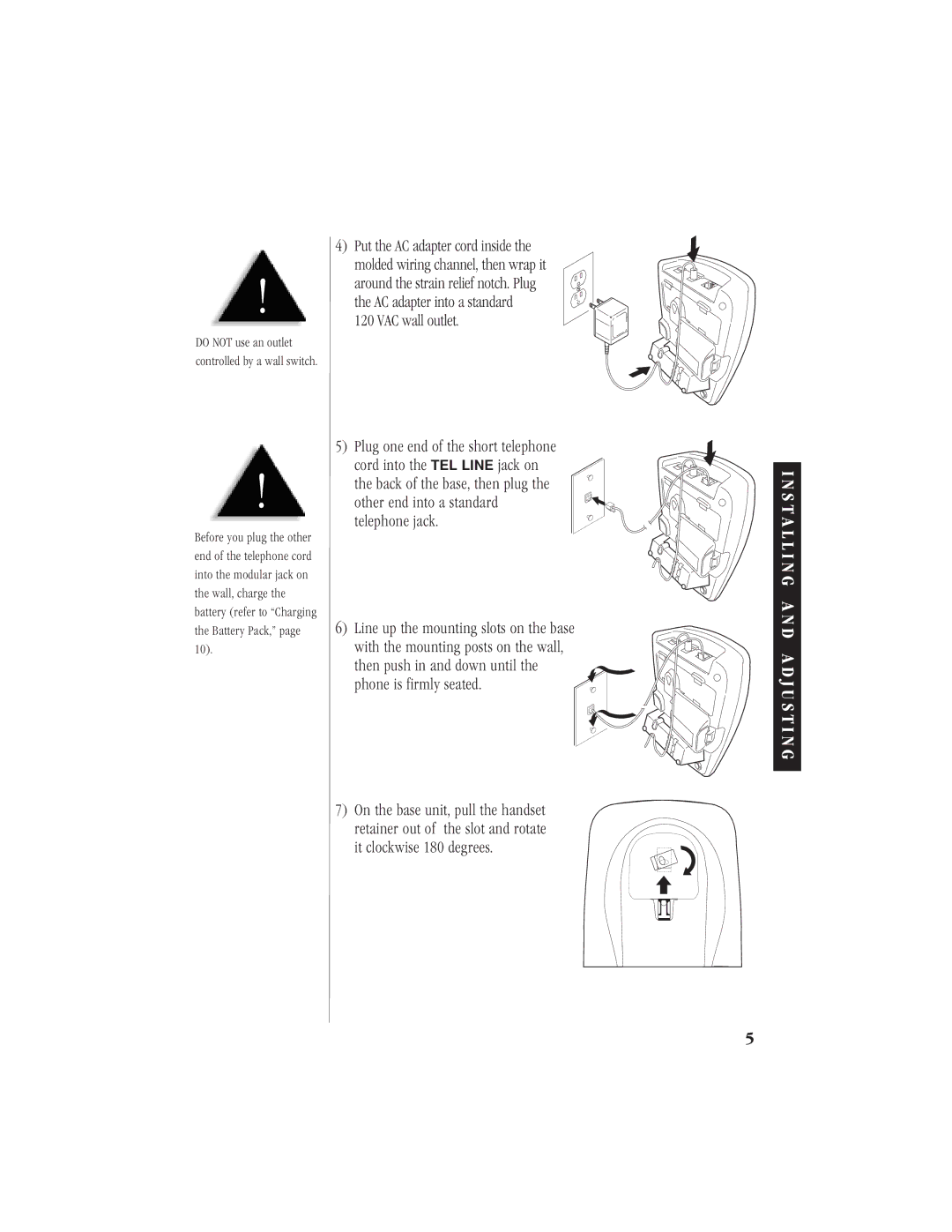 Uniden EXS9110 owner manual Do not use an outlet controlled by a wall switch 