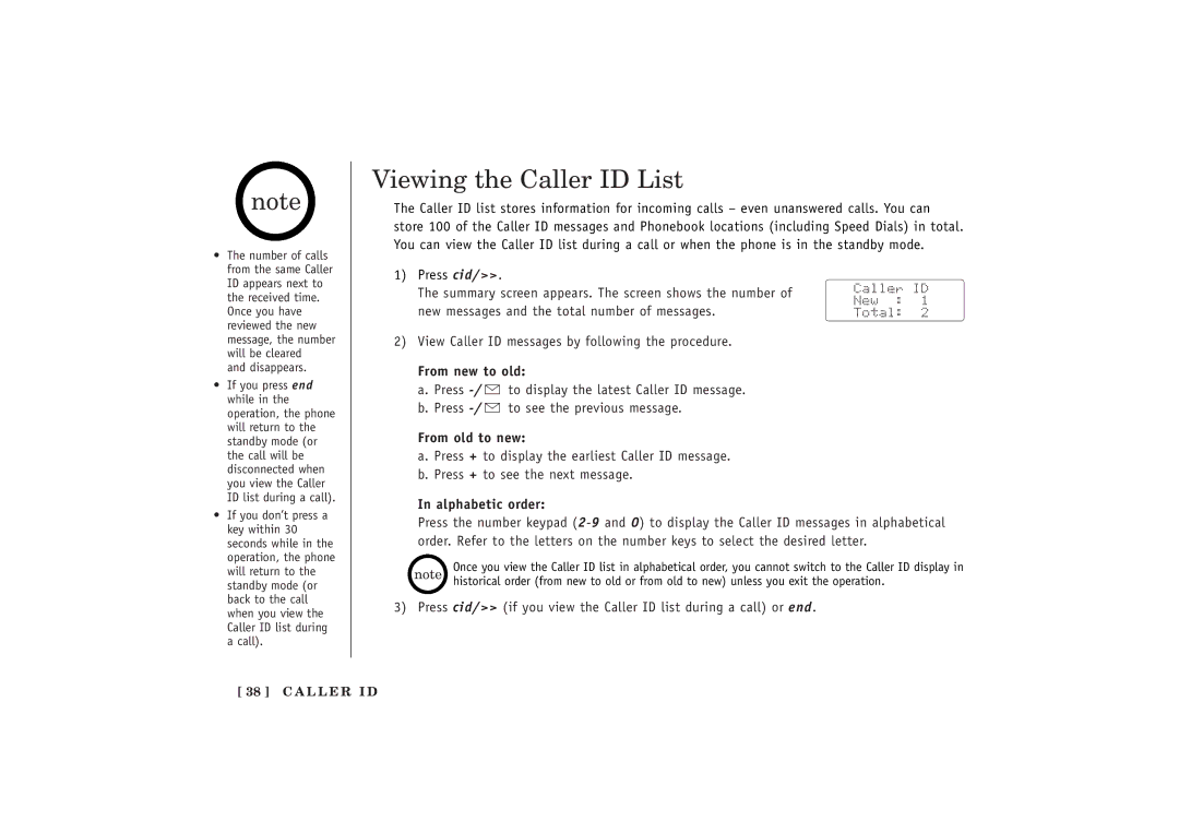 Uniden EXT 1480 manual Viewing the Caller ID List, From new to old, From old to new, Alphabetic order 