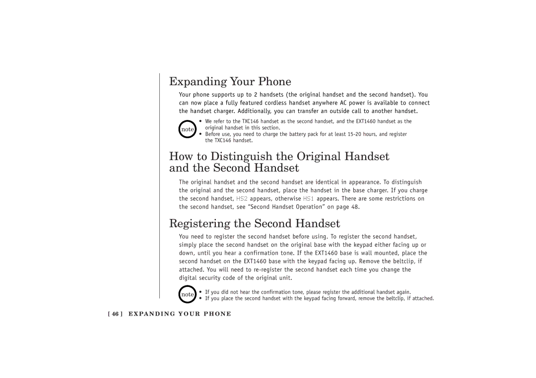 Uniden EXT 1480 manual Expanding Your Phone, Registering the Second Handset 