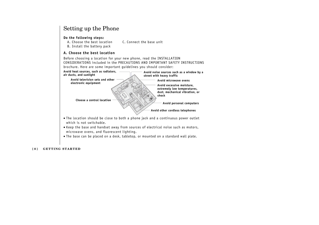 Uniden EXT 176 manual Setting up the Phone, Choose the best location, Do the following steps 