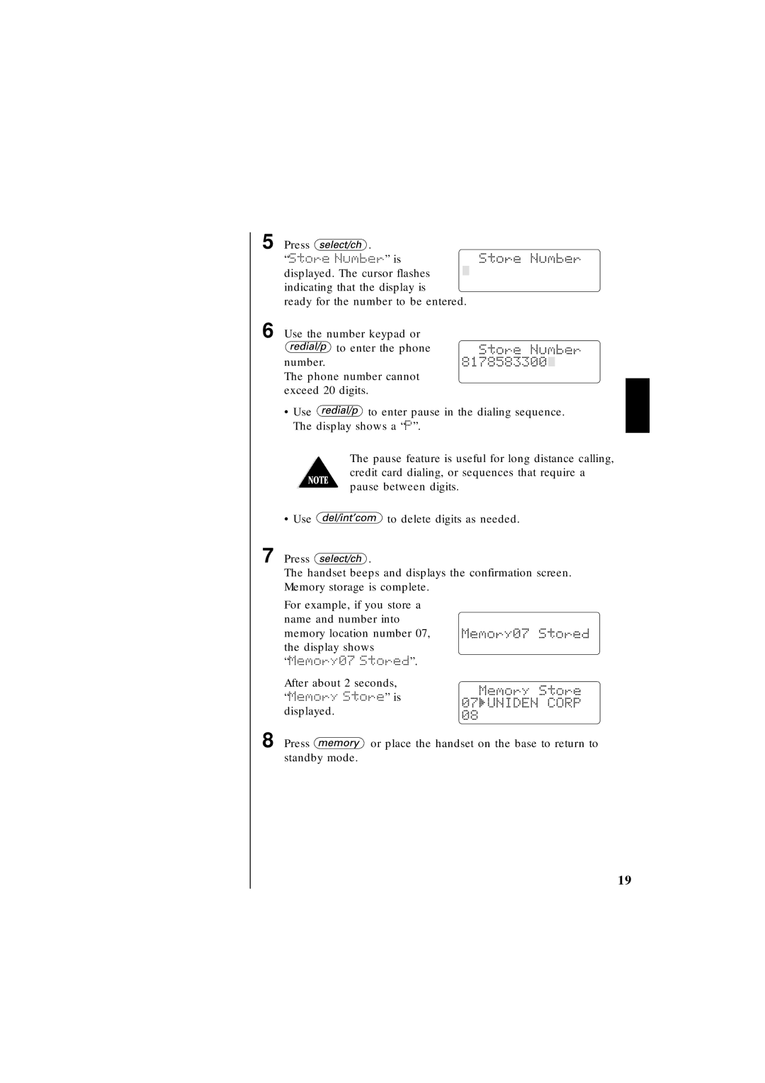 Uniden EXT 1865 manual Memory Store is 