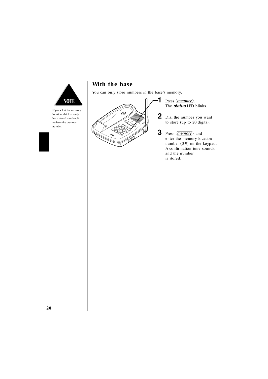 Uniden EXT 1865 manual With the base 