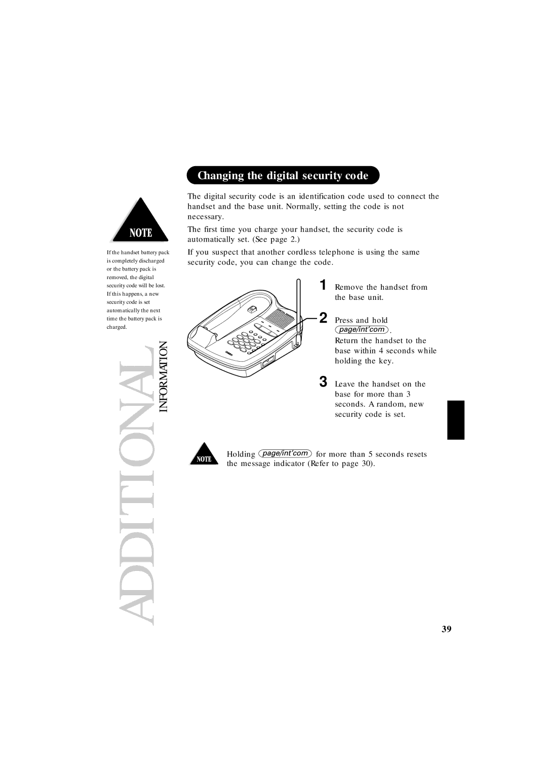 Uniden EXT 1865 manual Changing the digital security code 