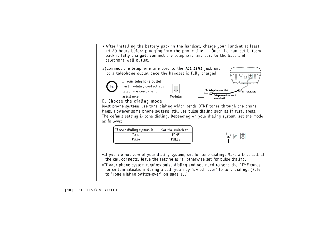 Uniden EXT1165, EXT1160 manual Choose the dialing mode 